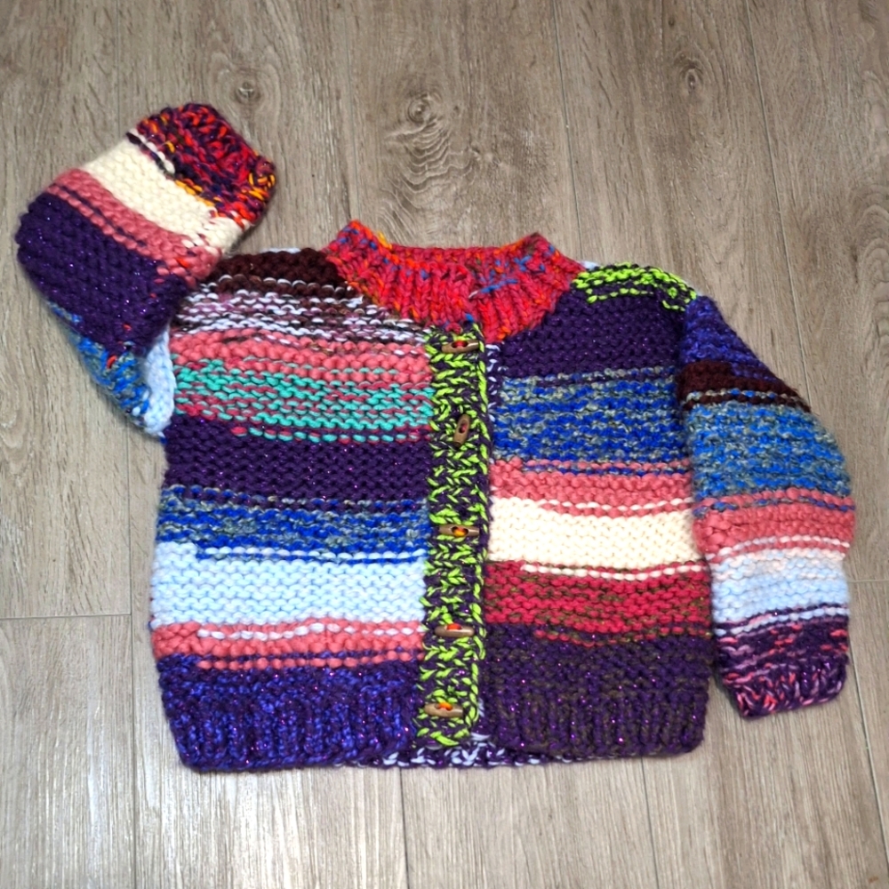 New Handmade Bulky Knit Childs Sweater Size 6-7